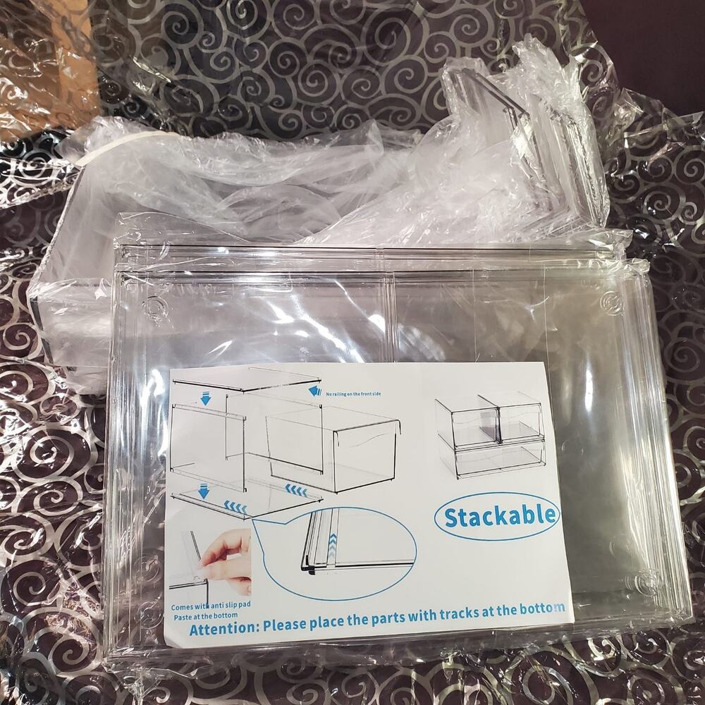 Sorbus Large Stackable Acrylic Drawers - 3 Clear Storage Drawers for Organizing